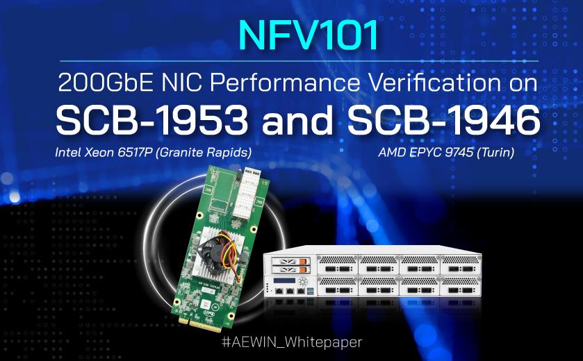 200GbE NIC Performance Verification NFV101 on SCB-1953 (Xeon6) and SCB-1946 (Turin)