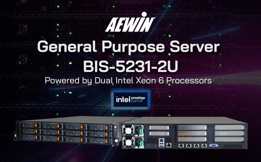 AEWIN 推出 BIS-5231 — 一款由雙 Intel Xeon 6 處理器驅動的 2U 通用伺服器