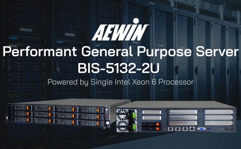 AEWIN 高效能通用伺服器，BIS-5132-2U，搭載單顆 Intel Xeon 6 處理器